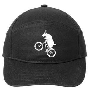 Mountain Bike Goat Funny Bicycle Day For Goat Lover 7-Panel Snapback Hat