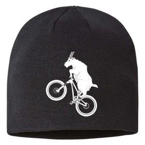 Mountain Bike Goat Funny Bicycle Day For Goat Lover Sustainable Beanie