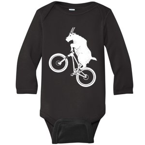 Mountain Bike Goat Funny Bicycle Day For Goat Lover Baby Long Sleeve Bodysuit