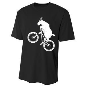 Mountain Bike Goat Funny Bicycle Day For Goat Lover Performance Sprint T-Shirt