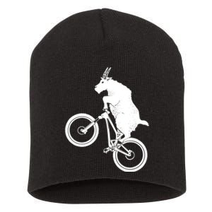 Mountain Bike Goat Funny Bicycle Day For Goat Lover Short Acrylic Beanie