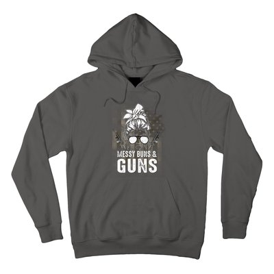 Messy Buns & Guns American Flag Funny Pro Gun Hoodie