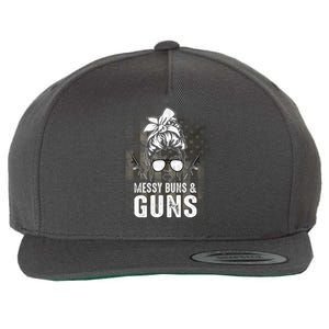 Messy Buns & Guns American Flag Funny Pro Gun Wool Snapback Cap