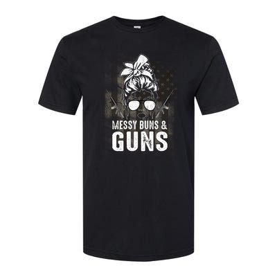 Messy Buns & Guns American Flag Funny Pro Gun Softstyle® CVC T-Shirt