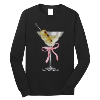 Martini Bow Graphic Long Sleeve Shirt