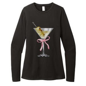 Martini Bow Graphic Womens CVC Long Sleeve Shirt