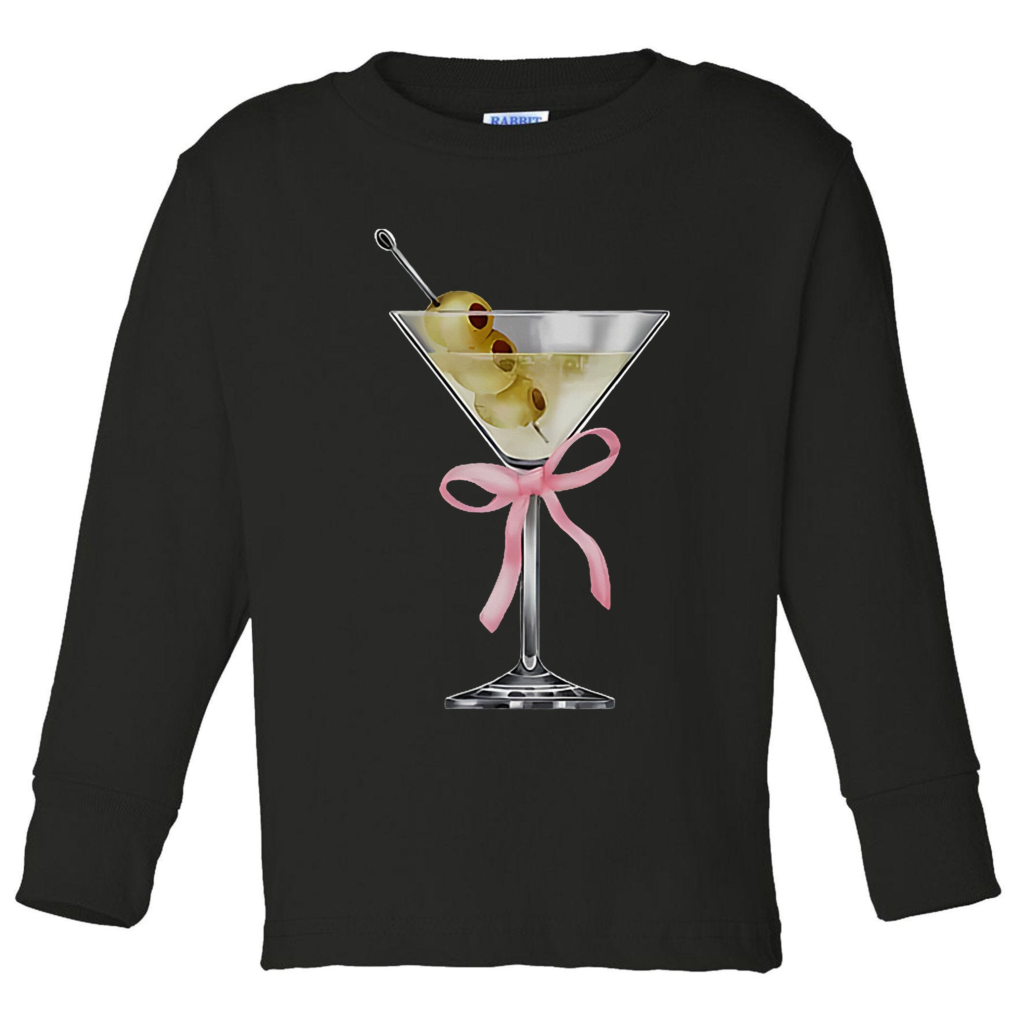 Martini Bow Graphic Toddler Long Sleeve Shirt