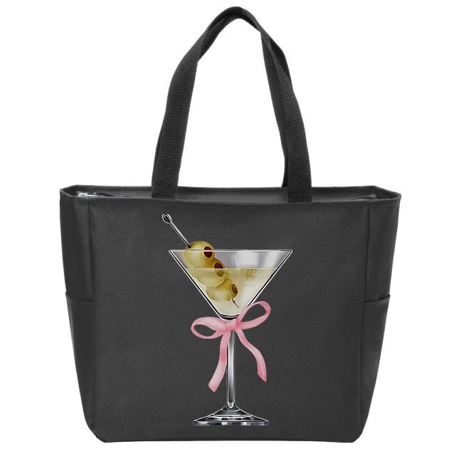 Martini Bow Graphic Zip Tote Bag