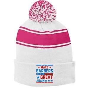 Make Barbers Great Again Barbers For Trump 2024 Stripe Pom Pom Beanie