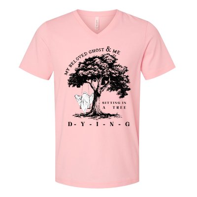 My Beloved Ghost & Me Sitting In A Tree Dying V-Neck T-Shirt