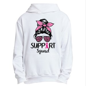 Messy Bun Glasses Pink Support Squad Breast Cancer Awareness Urban Pullover Hoodie