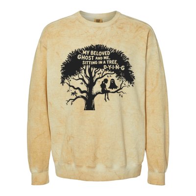 My Beloved Ghost Me Sitting In A Tree Dying Happy Halloween Colorblast Crewneck Sweatshirt