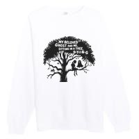 My Beloved Ghost Me Sitting In A Tree Dying Happy Halloween Premium Crewneck Sweatshirt