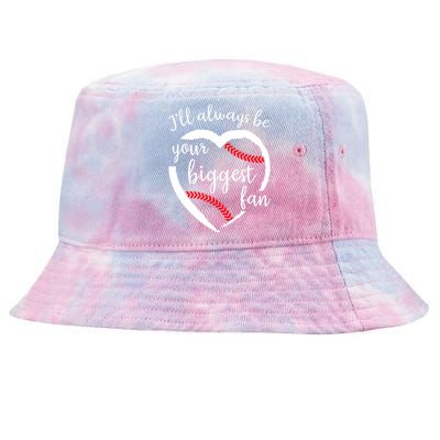 Mom Baseball Gift Heart Always Be Biggest Fan Family Quote Tie-Dyed Bucket Hat