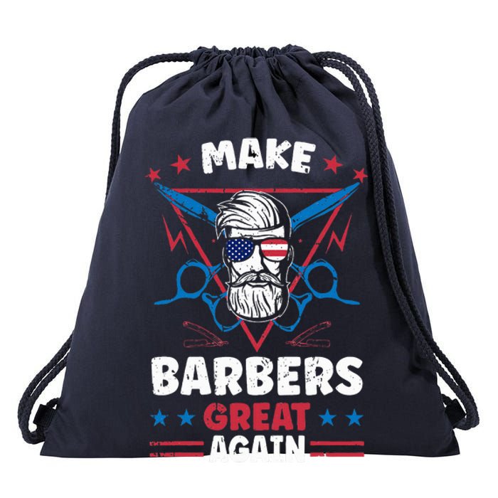 Make Barbers Great Again Cool Barbers For Trump 2024 Drawstring Bag