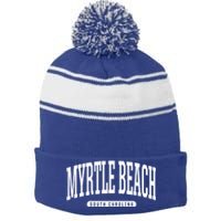 Myrtle Beach Gift College University Style Sc U Cute Gift Stripe Pom Pom Beanie