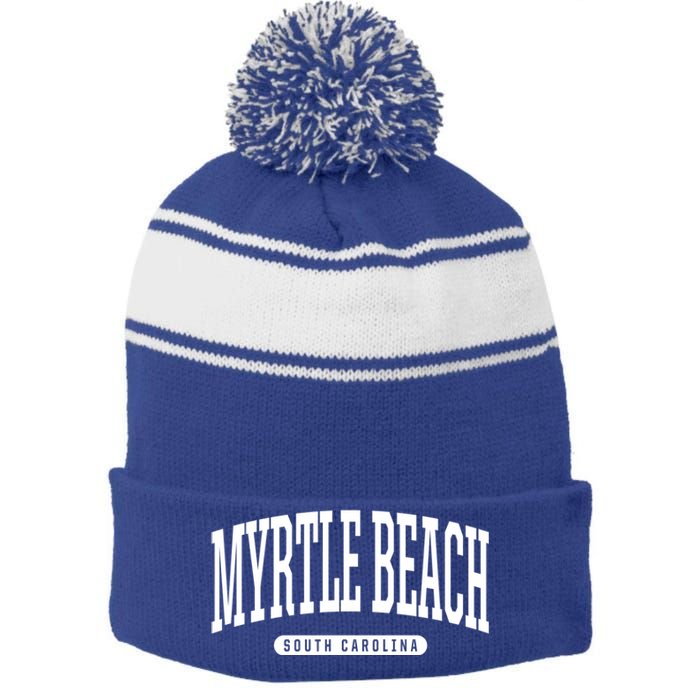 Myrtle Beach Gift College University Style Sc U Cute Gift Stripe Pom Pom Beanie