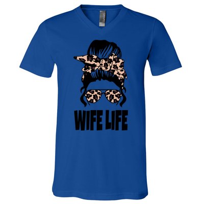 Messy Bun Great Gift Sarcastic Novelty Graphic Wife Life Meaningful Gift V-Neck T-Shirt