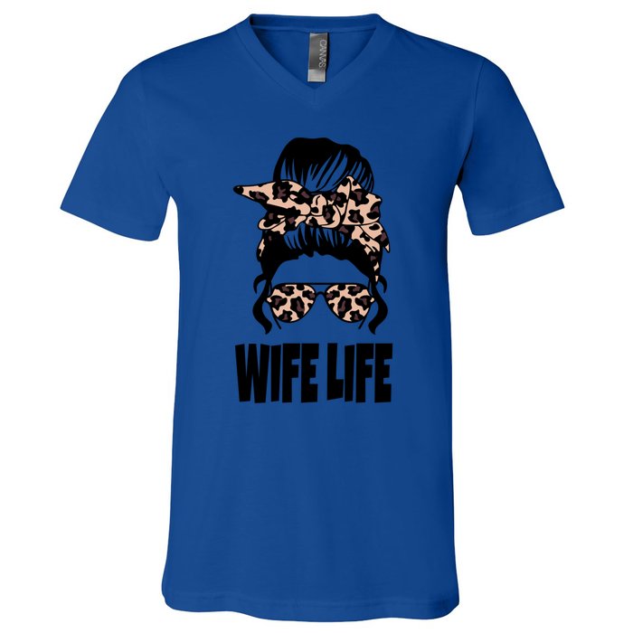 Messy Bun Great Gift Sarcastic Novelty Graphic Wife Life Meaningful Gift V-Neck T-Shirt