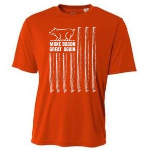 Make Bacon Great Again American Bacon Flag Pig Lovers Gift Cooling Performance Crew T-Shirt