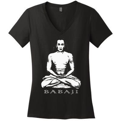 Mahavatar Babaji Guru Ascended Master Meditation Women's V-Neck T-Shirt