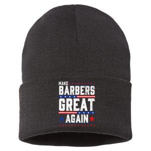 Make Barbers Great Again Barbers For Trump 2024 Gift Sustainable Knit Beanie