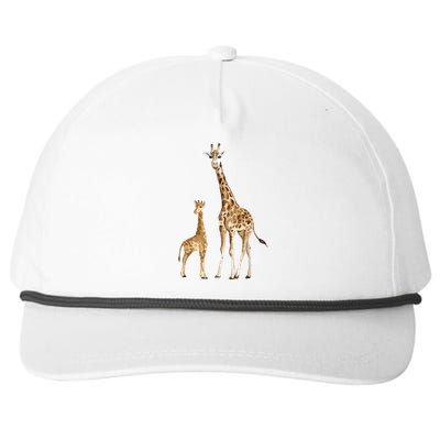 Mama & Baby Giraffe Wildlife Snapback Five-Panel Rope Hat