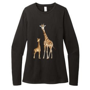 Mama & Baby Giraffe Wildlife Womens CVC Long Sleeve Shirt