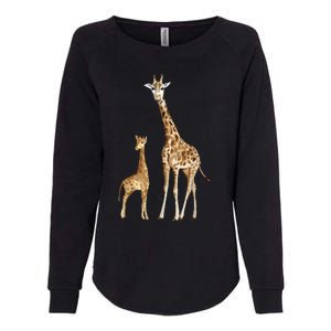 Mama & Baby Giraffe Wildlife Womens California Wash Sweatshirt