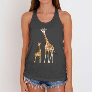 Mama & Baby Giraffe Wildlife Women's Knotted Racerback Tank