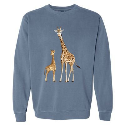 Mama & Baby Giraffe Wildlife Garment-Dyed Sweatshirt