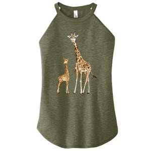 Mama & Baby Giraffe Wildlife Women's Perfect Tri Rocker Tank