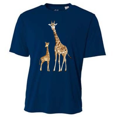 Mama & Baby Giraffe Wildlife Cooling Performance Crew T-Shirt