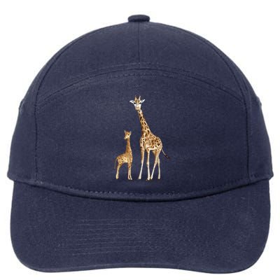 Mama & Baby Giraffe Wildlife 7-Panel Snapback Hat