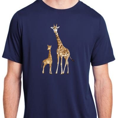 Mama & Baby Giraffe Wildlife Adult ChromaSoft Performance T-Shirt