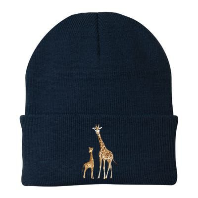 Mama & Baby Giraffe Wildlife Knit Cap Winter Beanie