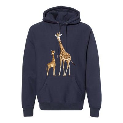 Mama & Baby Giraffe Wildlife Premium Hoodie