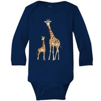 Mama & Baby Giraffe Wildlife Baby Long Sleeve Bodysuit