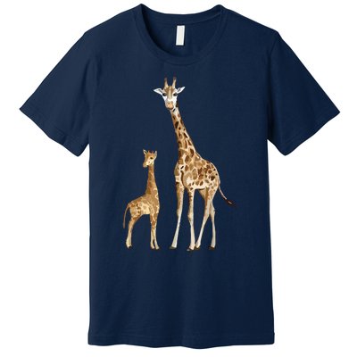 Mama & Baby Giraffe Wildlife Premium T-Shirt