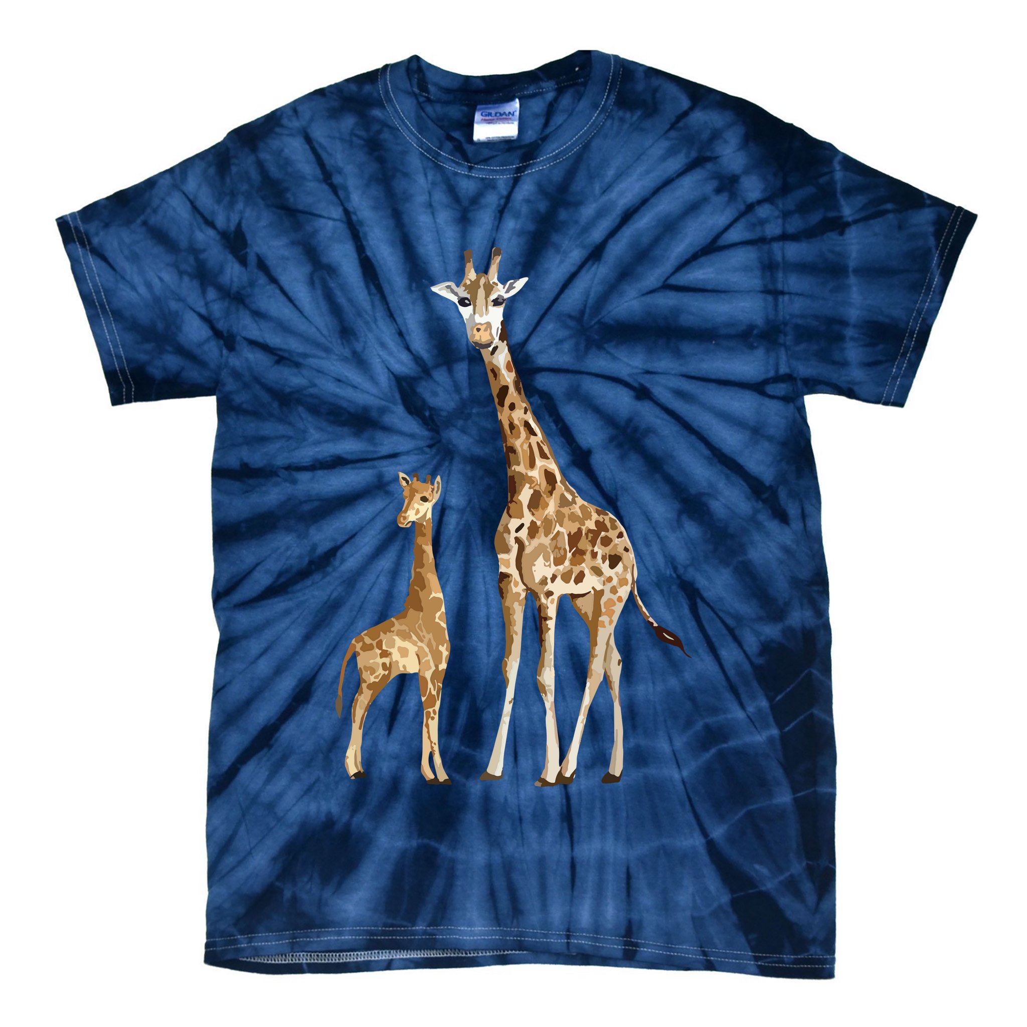 Mama & Baby Giraffe Wildlife Tie-Dye T-Shirt