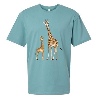 Mama & Baby Giraffe Wildlife Sueded Cloud Jersey T-Shirt