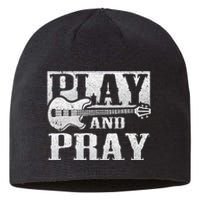 Musician Bass Guitar Player Christian Guitar Play And Pray Sustainable Beanie