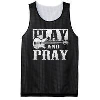 Musician Bass Guitar Player Christian Guitar Play And Pray Mesh Reversible Basketball Jersey Tank