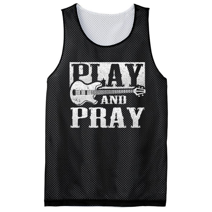 Musician Bass Guitar Player Christian Guitar Play And Pray Mesh Reversible Basketball Jersey Tank