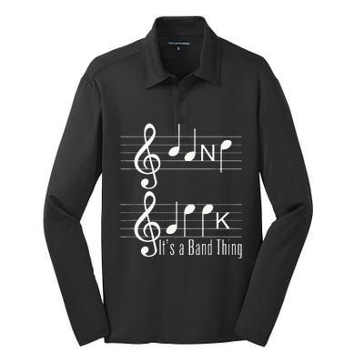 Musicians Band Geek Music Notes Spelling Funny Silk Touch Performance Long Sleeve Polo