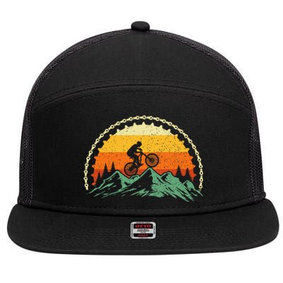 Mountain Biking Gear Bike Rider Mtb Lover Cyclist Downhill 7 Panel Mesh Trucker Snapback Hat