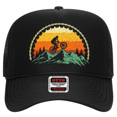 Mountain Biking Gear Bike Rider Mtb Lover Cyclist Downhill High Crown Mesh Back Trucker Hat