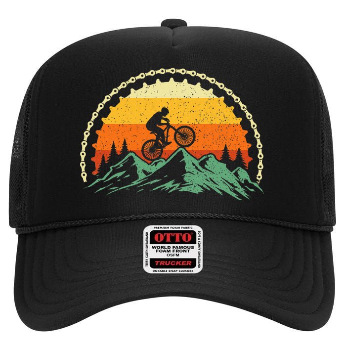 Mountain Biking Gear Bike Rider Mtb Lover Cyclist Downhill High Crown Mesh Back Trucker Hat