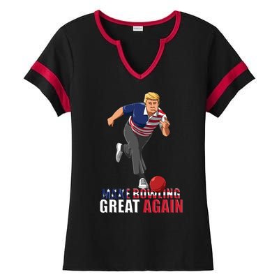 Make Bowling Great Again Ladies Halftime Notch Neck Tee