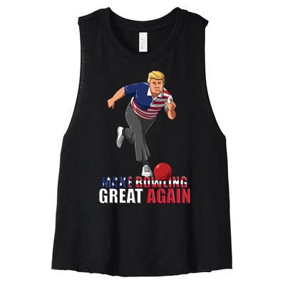 Make Bowling Great Again Women's Racerback Cropped Tank